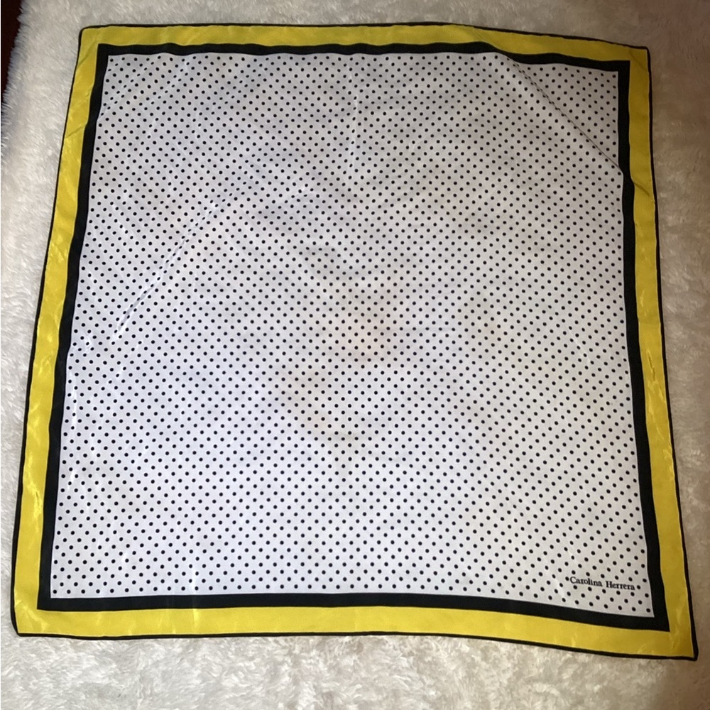 Carolina Herrera yellow polka dots scarf
